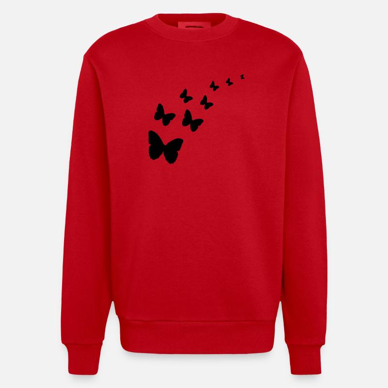 Schmetterlinge - Heavyweight Oversized Organic Crew Neck Made in EU - Rot
