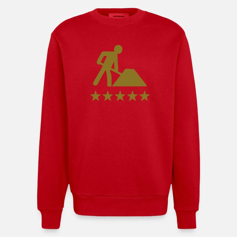 building site working deluxe - Sweat bio épais oversize fabriqué en UE - rouge