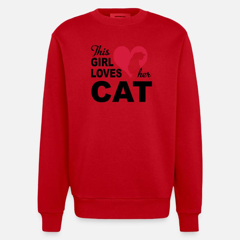 Chat - Sweat bio épais oversize fabriqué en UE - rouge