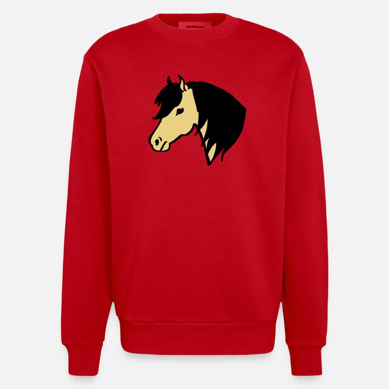 Pony Pferdchen - Heavyweight Oversized Organic Crew Neck Made in EU - Rot