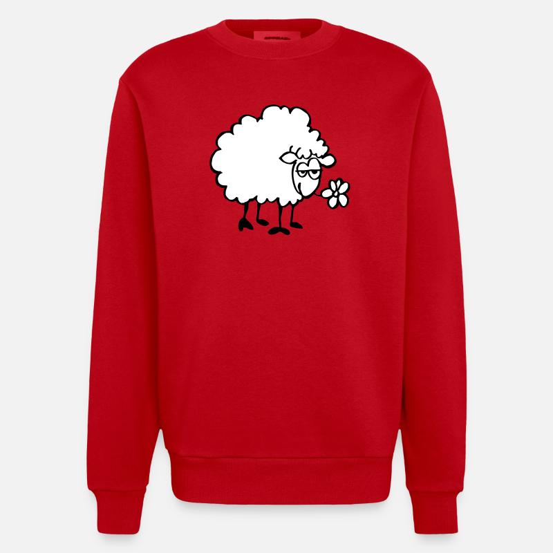 Mouton avec fleur - Sweat bio épais oversize fabriqué en UE - rouge