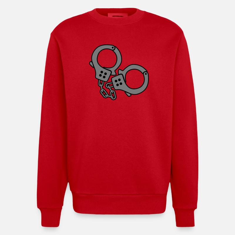 handcuffs design - Heavyweight Oversized Organic Crew Neck Made in EU - Rot