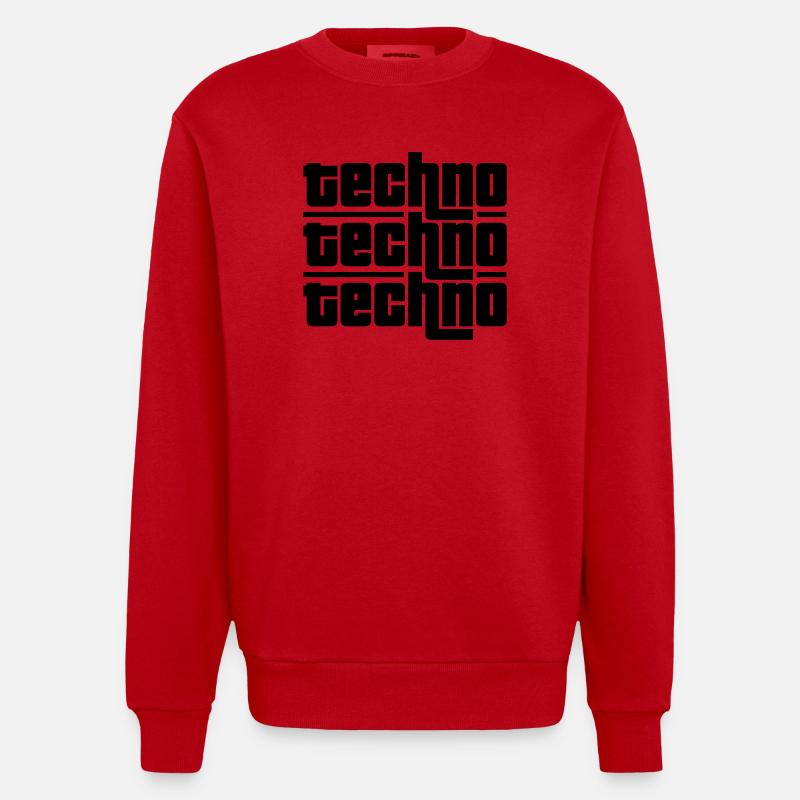 Techno Techno Techno - Heavyweight Oversized Organic Crew Neck Made in EU - red