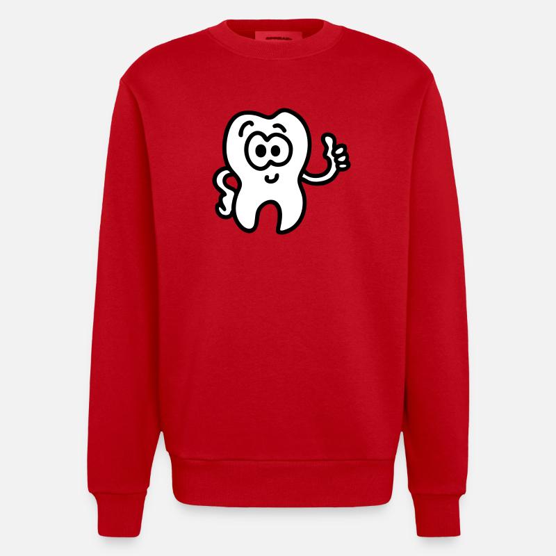Dent - pouces vers le haut - Sweat bio épais oversize fabriqué en UE - rouge