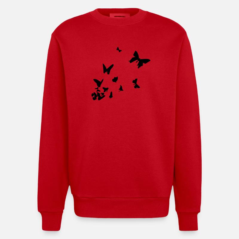 Schmetterlinge - Heavyweight Oversized Organic Crew Neck Made in EU - Rot