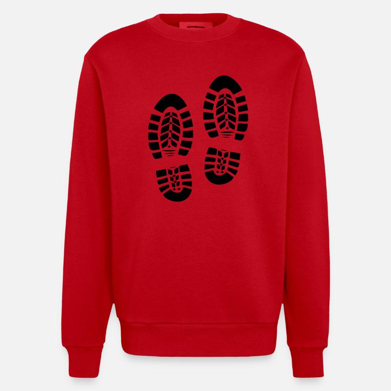 Randonnée empreinte empreinte 1c shoeprint - Sweat bio épais oversize fabriqué en UE - rouge