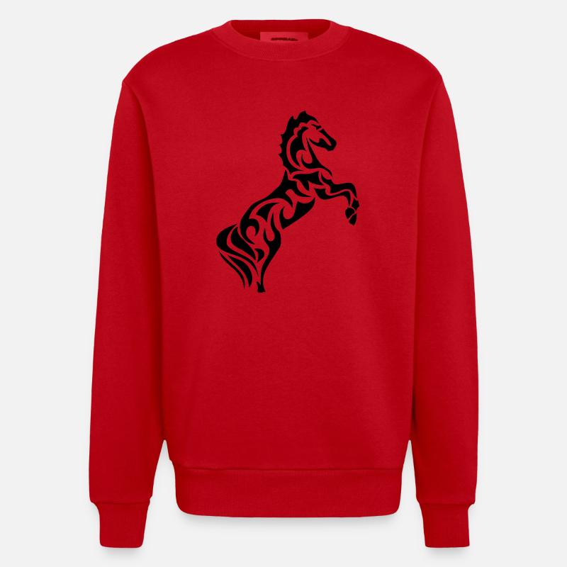 Pferd Pferd Tribal1 - Heavyweight Oversized Organic Crew Neck Made in EU - Rot