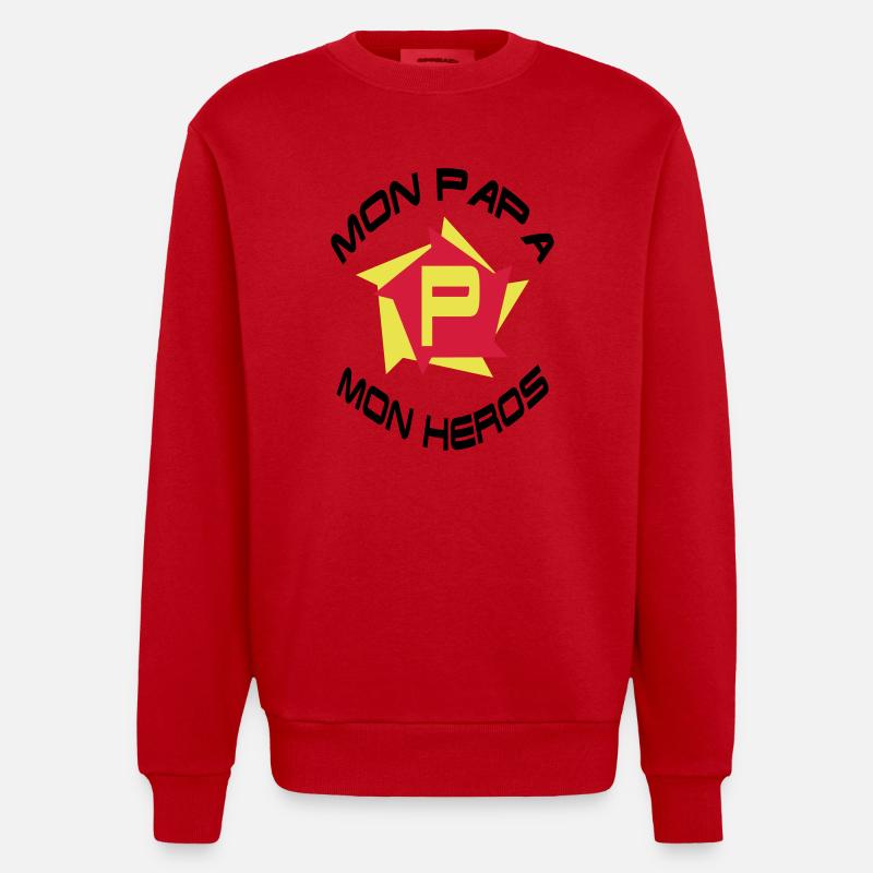 Mon papa mon héros - Sweat bio épais oversize fabriqué en UE - rouge
