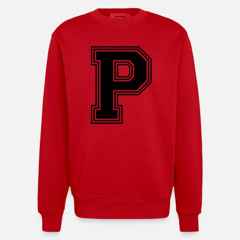 P_letre_P_(w31) - Sweat bio épais oversize fabriqué en UE - rouge