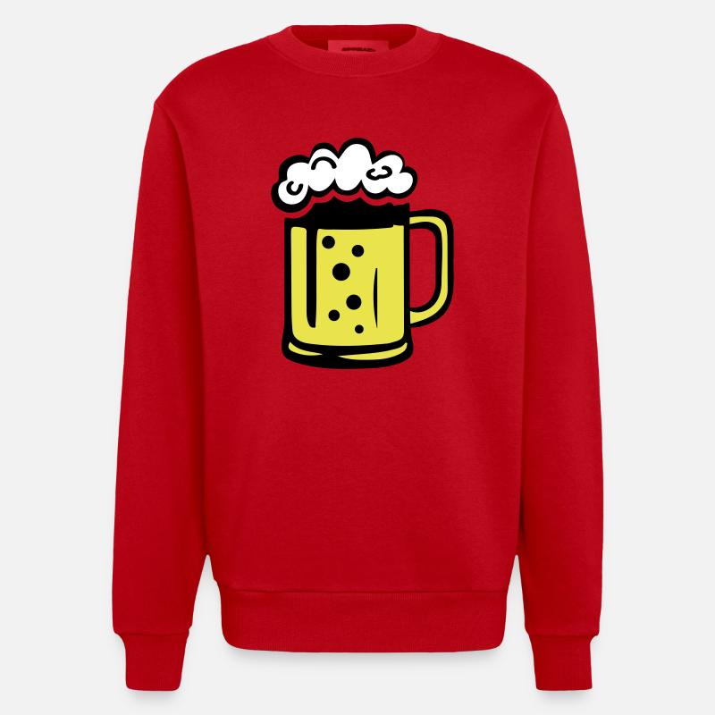 Bier Comic - Heavyweight Oversized Organic Crew Neck Made in EU - Rot
