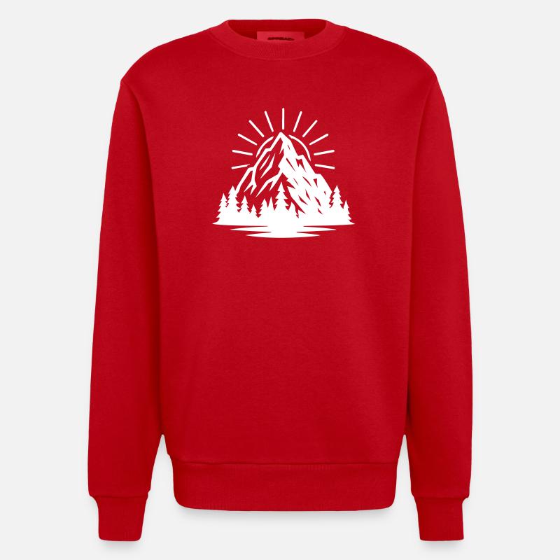 Mountain Forest Icon - Heavyweight Oversized Organic Crew Neck Made in EU - red