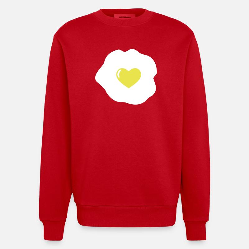 Spiegelei Herz - Heavyweight Oversized Organic Crew Neck Made in EU - Rot