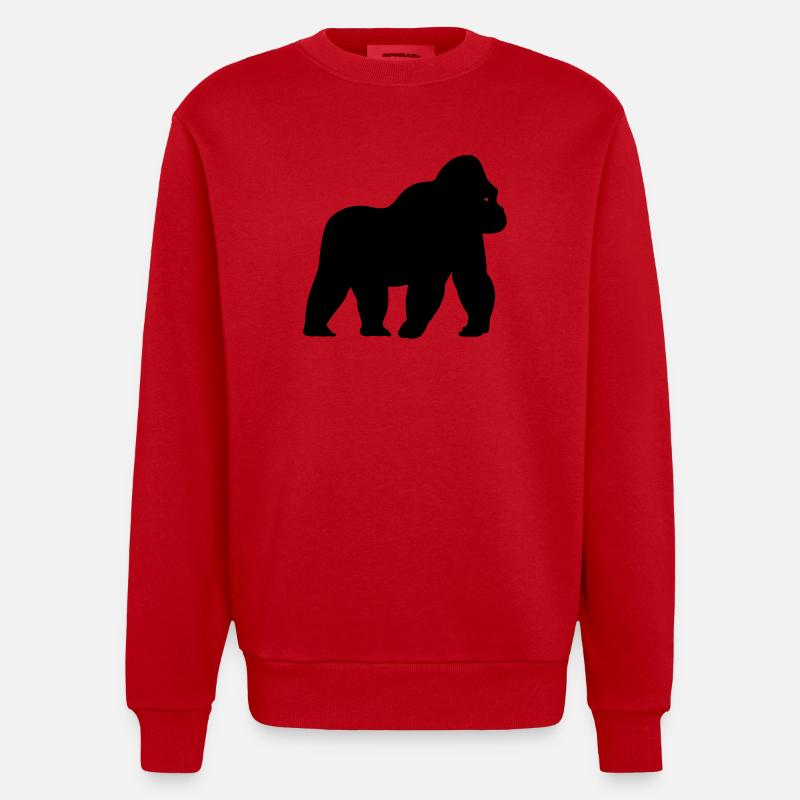Gorilla Silhouette - Heavyweight Oversized Organic Crew Neck Made in EU - red