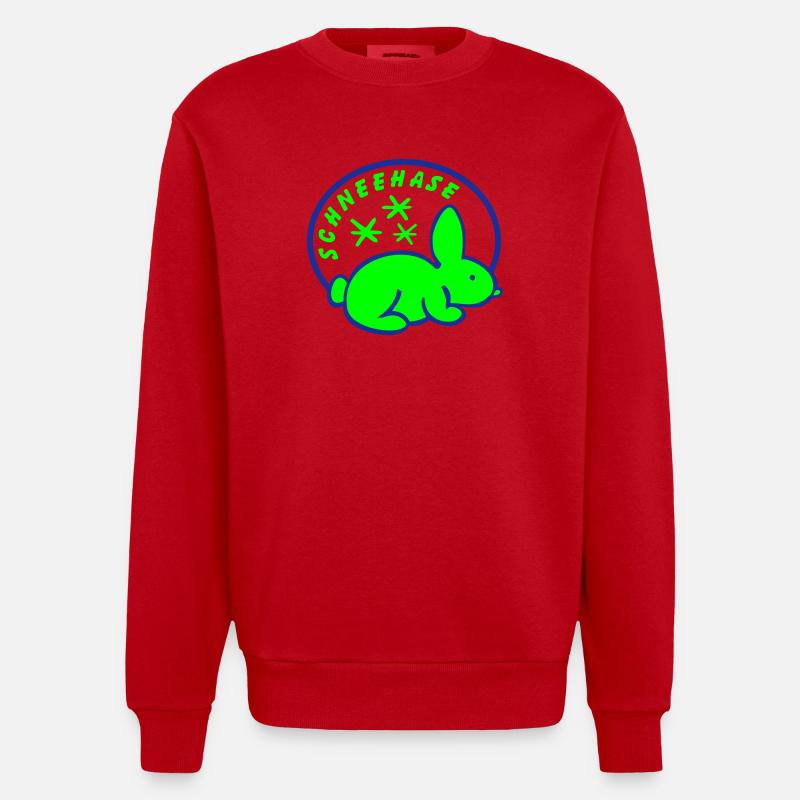 Schneehase 01 - 2farb - Heavyweight Oversized Organic Crew Neck Made in EU - Rot