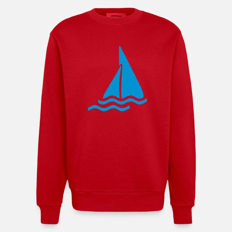Bateau - Sweat bio épais oversize fabriqué en UE - rouge