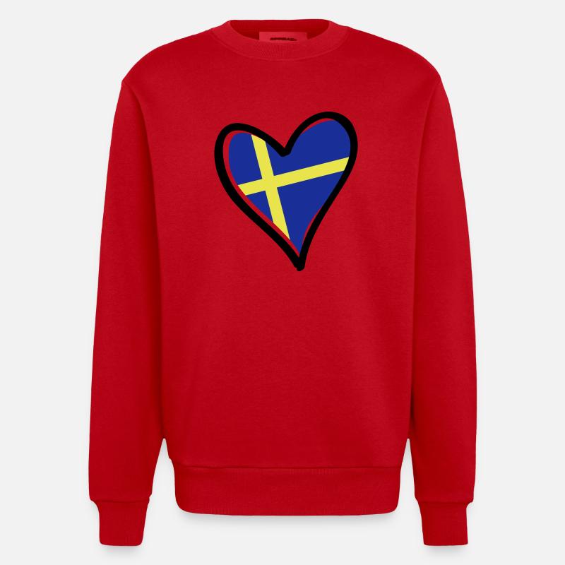 Sweden Heart - Heavyweight Oversized Organic Crew Neck Made in EU - red