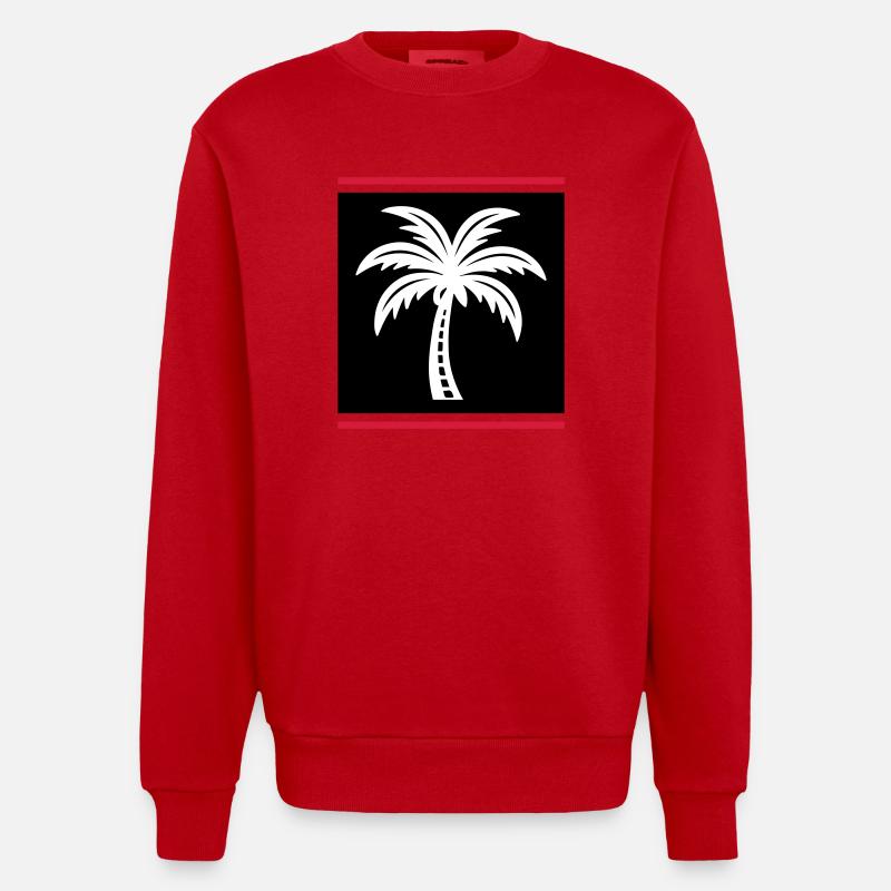 Palm Tree Icon - Heavyweight Oversized Organic Crew Neck Made in EU - red