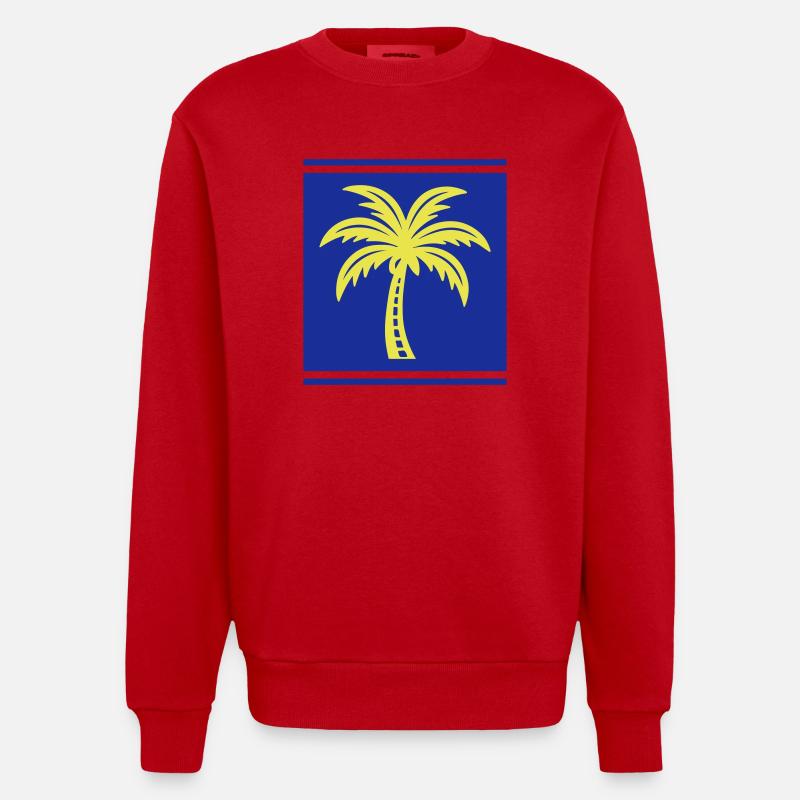 Palm Tree Icon - Heavyweight Oversized Organic Crew Neck Made in EU - red