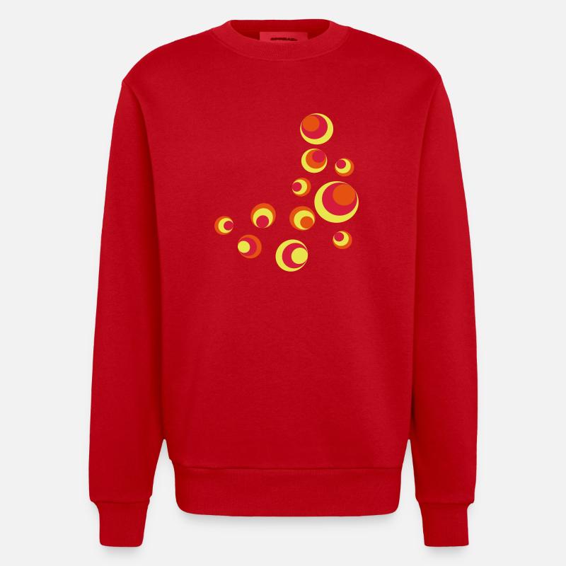 Retro Circles - Heavyweight Oversized Organic Crew Neck Made in EU - Rot