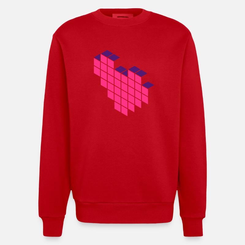 Isometrie mit Herz - Heavyweight Oversized Organic Crew Neck Made in EU - Rot