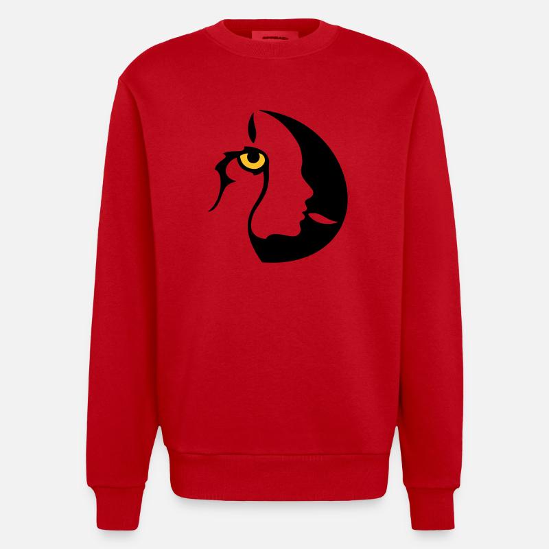 Chamane (œil droit) - Sweat bio épais oversize fabriqué en UE - rouge