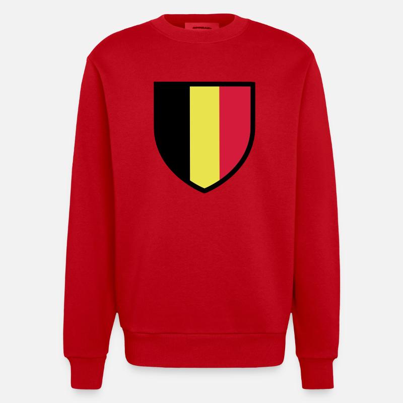 blason, écusson, drapeau belgique - belgie (T) - Sweat bio épais oversize fabriqué en UE - rouge