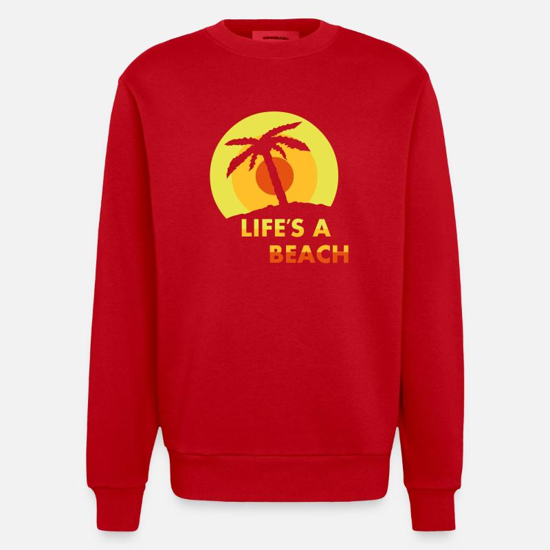 Life's a Beach - Heavyweight Oversized Organic Crew Neck Made in EU - red