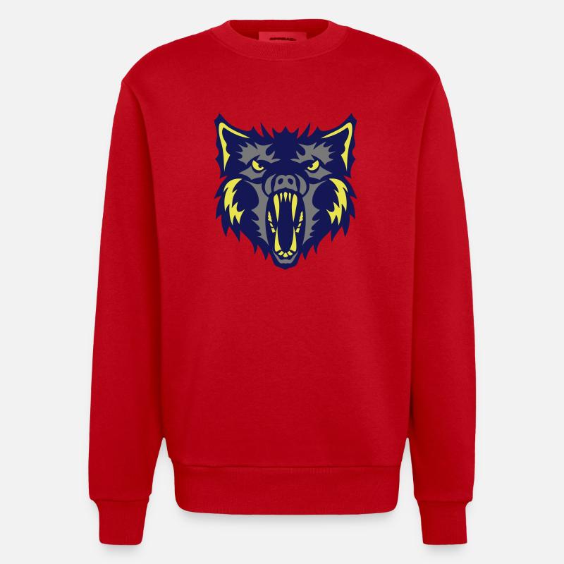 Werwolf Werwolf Wolf 2 - Heavyweight Oversized Organic Crew Neck Made in EU - Rot