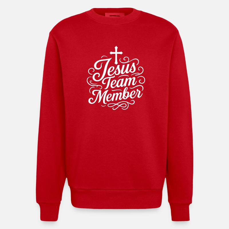 Membre de l’équipe Jésus - Sweat bio épais oversize fabriqué en UE - rouge