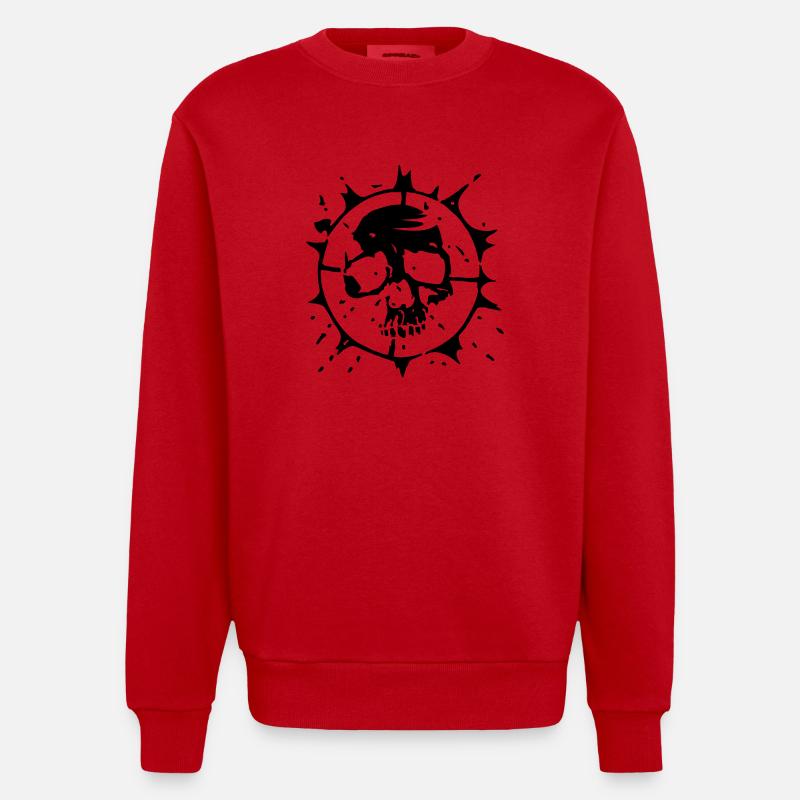 TARGET DOEL SKULL - Heavyweight Oversized Organic Crew Neck Made in EU - Rot