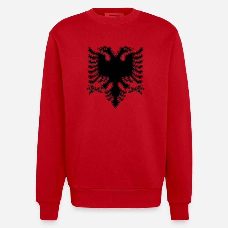 Double Headed Eagle_V2 - Heavyweight Oversized Organic Crew Neck Made in EU - red