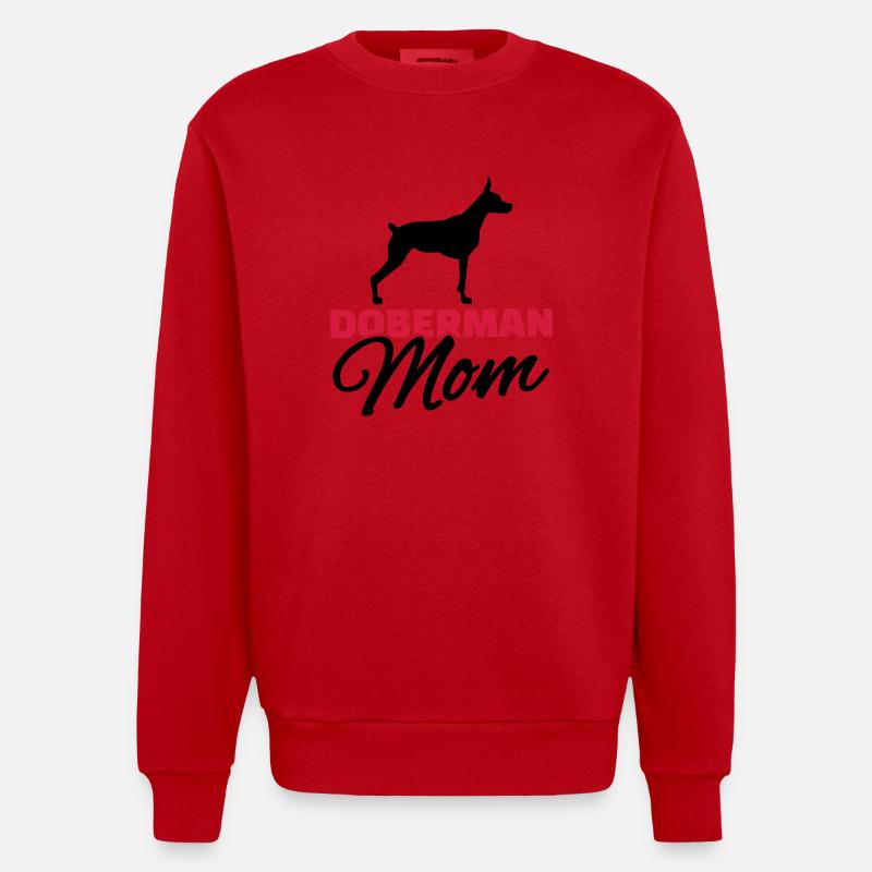 Doberman Mom - Heavyweight Oversized Organic Crew Neck Made in EU - red