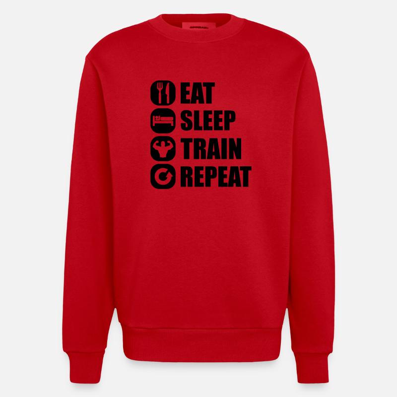 eat_sleep_train_repeat_8_1f - Heavyweight Oversized Organic Crew Neck Made in EU - red