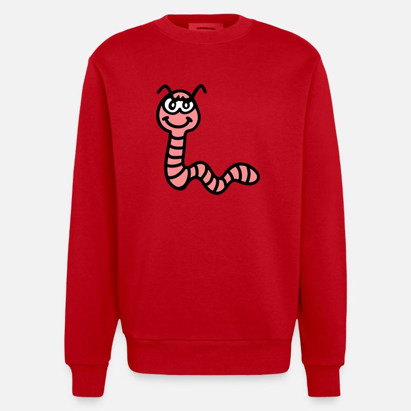 Ver de terre vilain - Sweat bio épais oversize fabriqué en UE - rouge