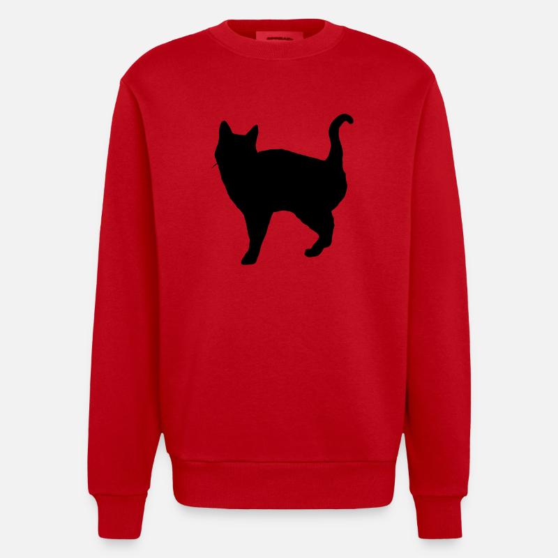 Vector Cat Silhouette - Sweat bio épais oversize fabriqué en UE - rouge