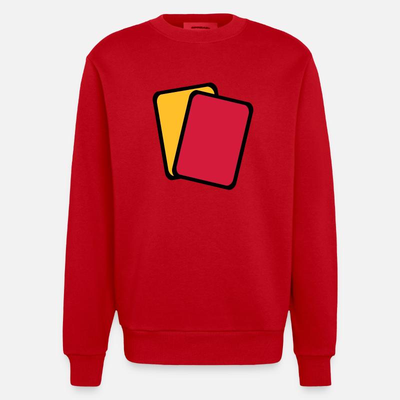 Red yellow card - Heavyweight Oversized Organic Crew Neck Made in EU - red