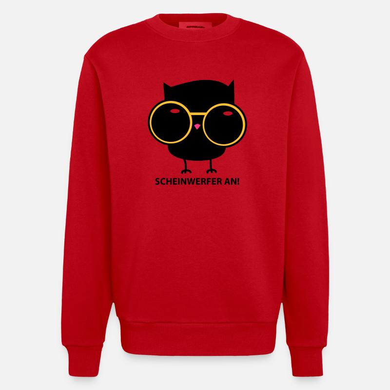Eule mit Brille (b) - Heavyweight Oversized Organic Crew Neck Made in EU - Rot
