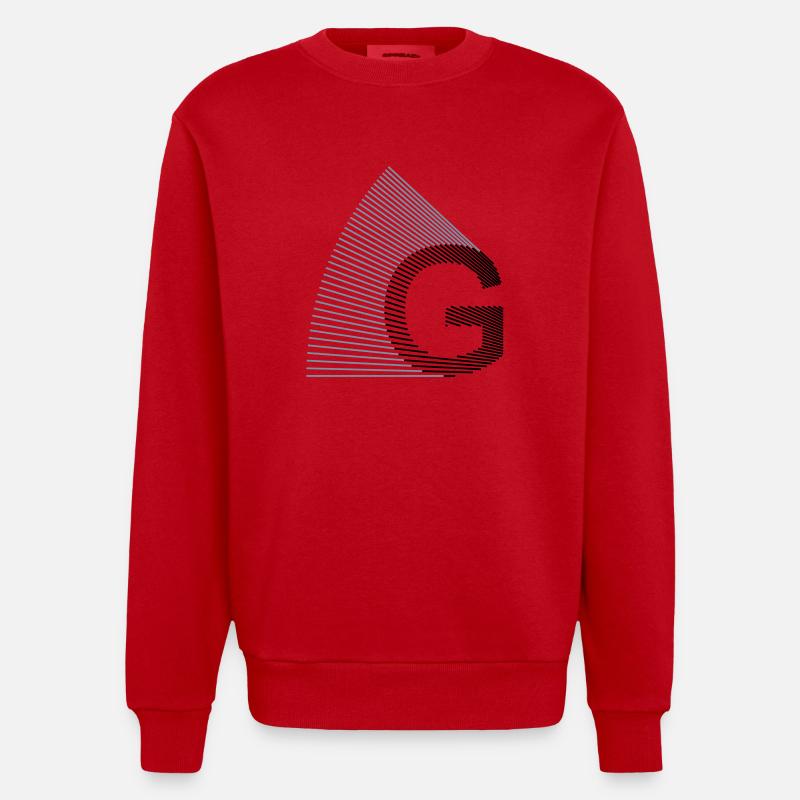strahlen_typo_G - Heavyweight Oversized Organic Crew Neck Made in EU - Rot