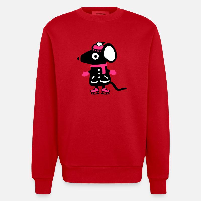 Maus Eiskunstlauf - Schlittschuh - Heavyweight Oversized Organic Crew Neck Made in EU - Rot