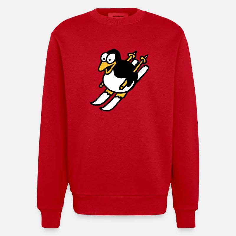 pinguin_ski_022011_i_3c - Sweat bio épais oversize fabriqué en UE - rouge