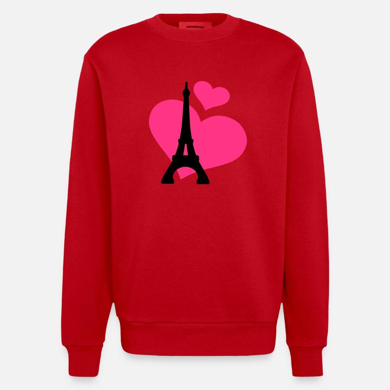 Eiffelturm Paris - Heavyweight Oversized Organic Crew Neck Made in EU - Rot