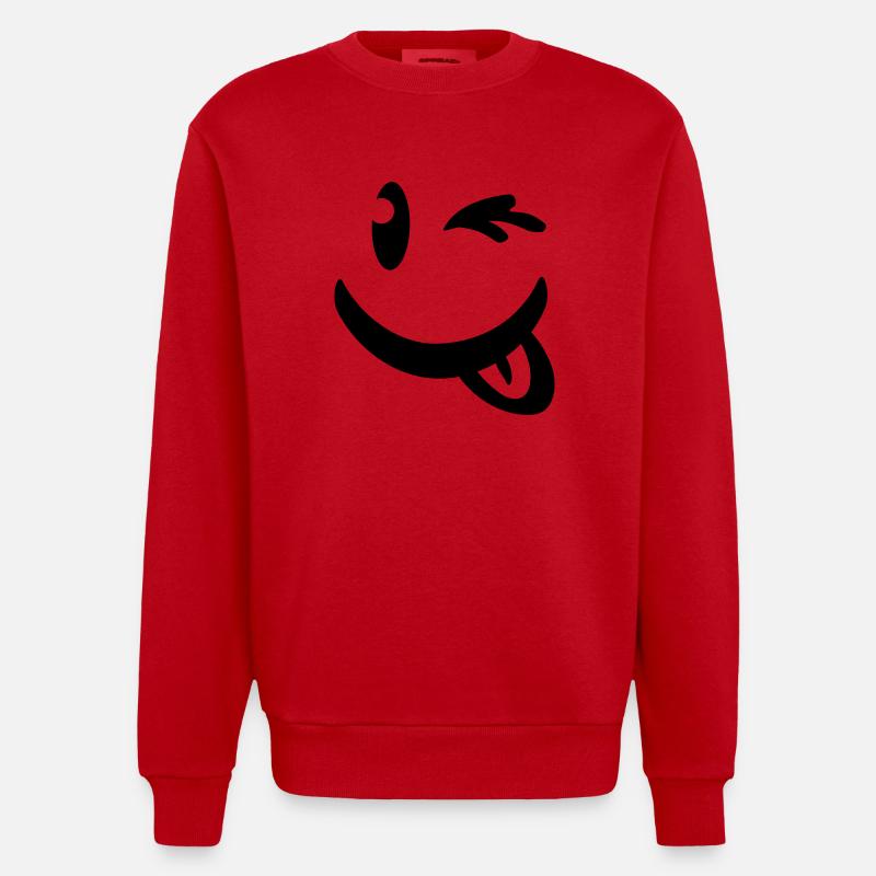 smiley_illu_c1 - Sweat bio épais oversize fabriqué en UE - rouge