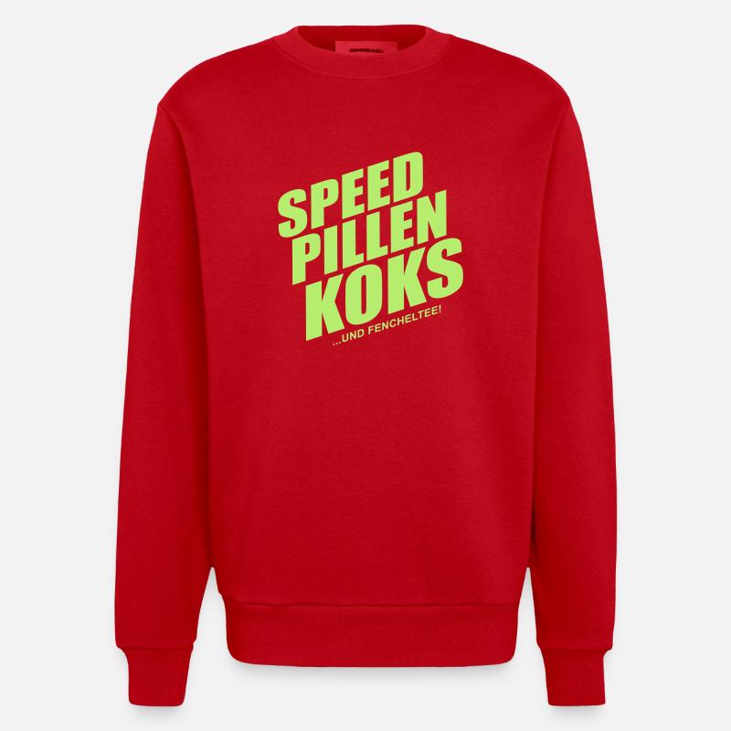 speed_pillen_koks - Sweat bio épais oversize fabriqué en UE - rouge