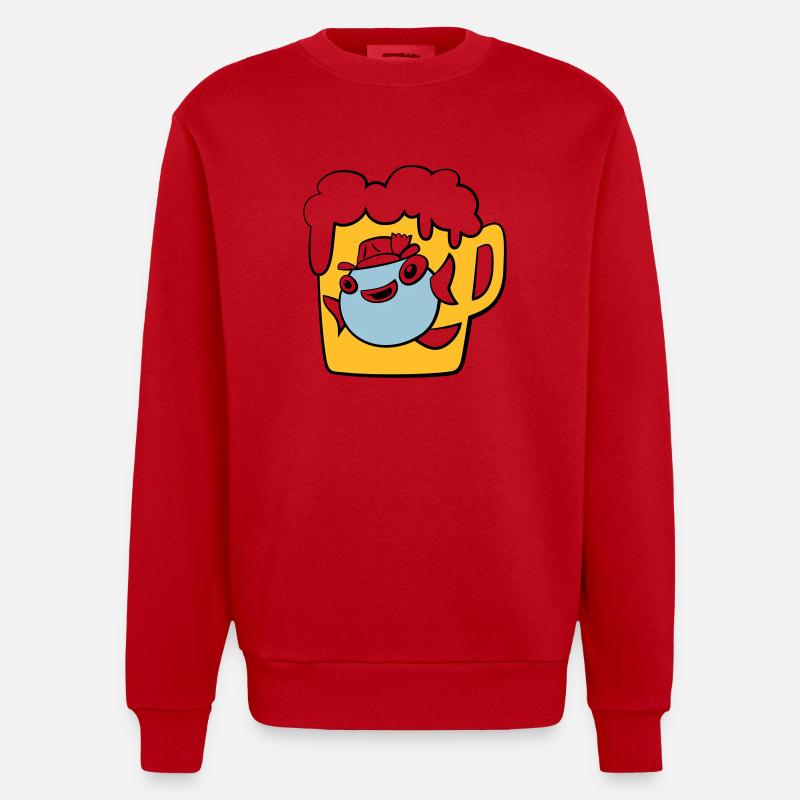 Fisch - Heavyweight Oversized Organic Crew Neck Made in EU - Rot