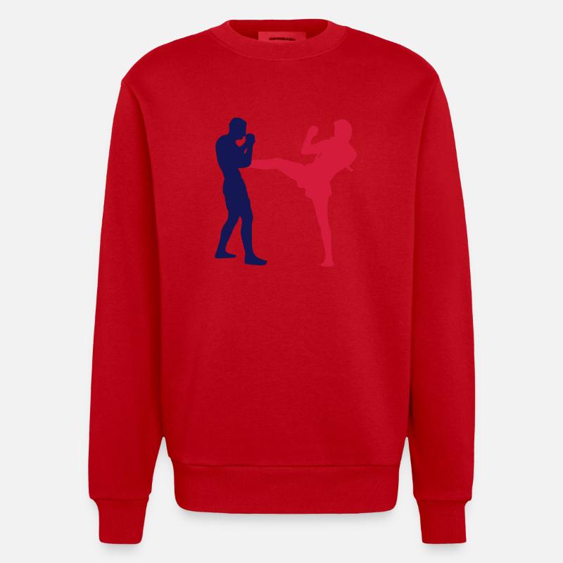 Muay Thai front kick - Sweat bio épais oversize fabriqué en UE - rouge