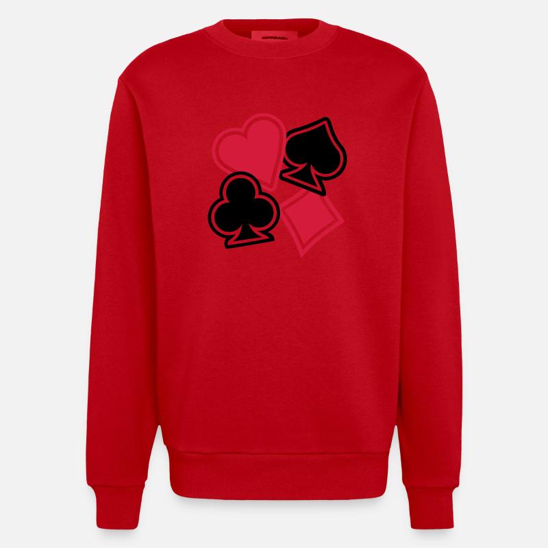 Poker - Heavyweight Oversized Organic Crew Neck Made in EU - red