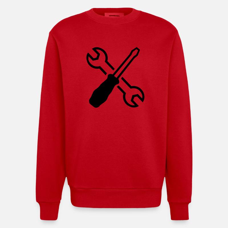 Tools - Heavyweight Oversized Organic Crew Neck Made in EU - red