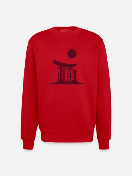 Japan Gate Silhuet - Heavyweight oversized organic trøje med crewneck made in EU - rød