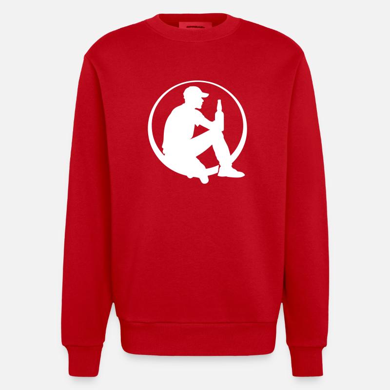 Bouteille de bière Boire - Sweat bio épais oversize fabriqué en UE - rouge
