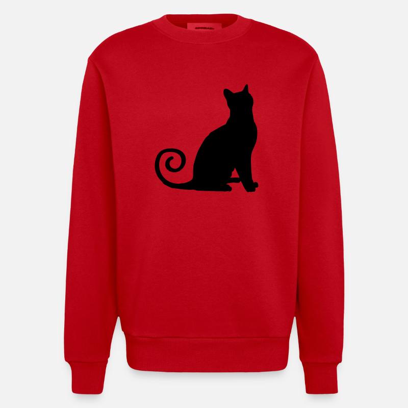 Silhouette de chat - Sweat bio épais oversize fabriqué en UE - rouge